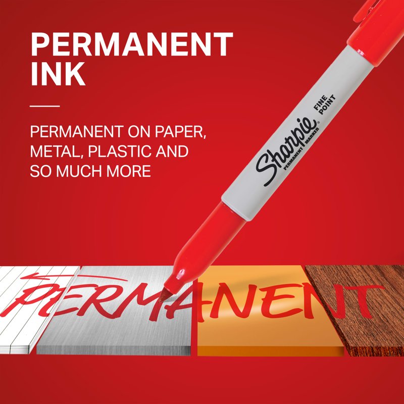 Red Permanent Markers Fine Point 36 Pack - Bold & Vivid Surface Ink