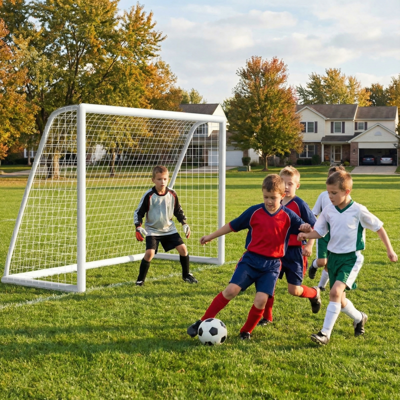 LIFERUN 8x6 ft Soccer Goal Net Set (2 Nets) with Carry Bag, UPVC Frame, Weatherproof – Portable for Backyard