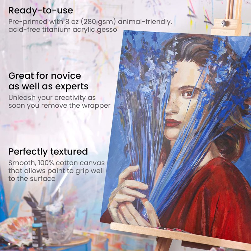 Large Ready-to-Paint Cotton Canvas Set - 36 x 48 Inches, 2 Pack
