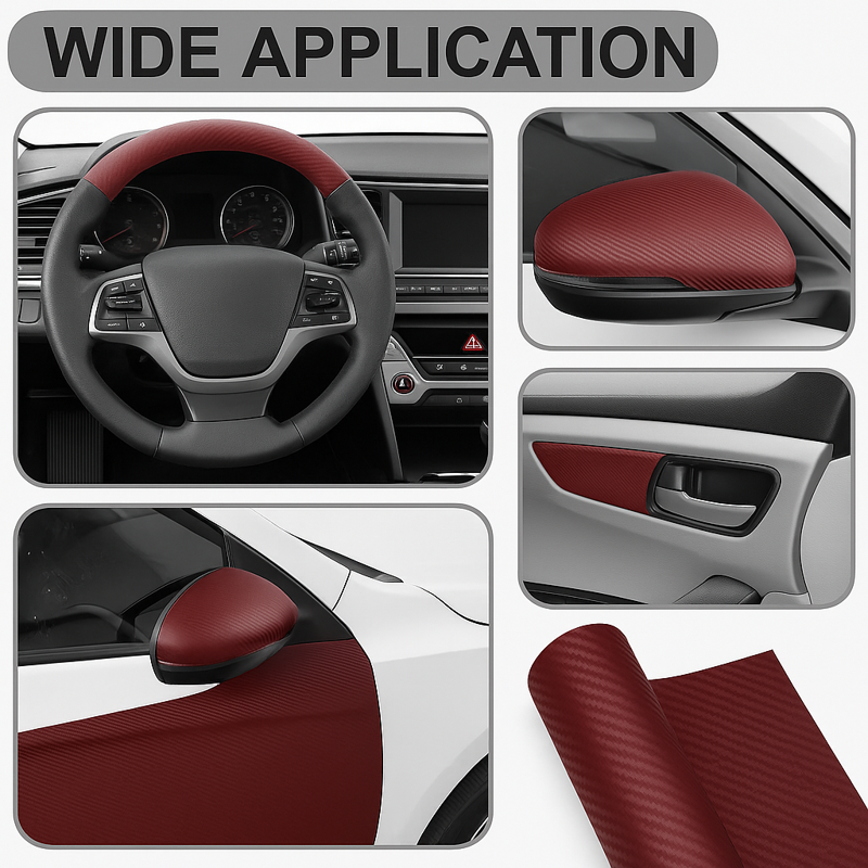 Matte Burgundy Vinyl Wrap 5ft x 20ft Carbon Fiber Film for Car, Motorcycle & Surface Wraps