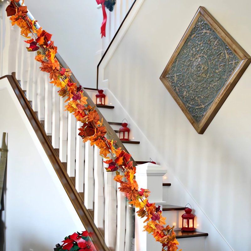 Autumn Maple Leaf Vine Garland - Fall Decor for Doors Walls Windows, 78.7 Inch Artificial Fall Foliage