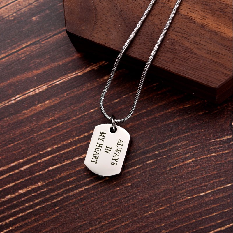 Dog Cremation Necklace with Engraving - Pet Ashes Jewelry, Silver