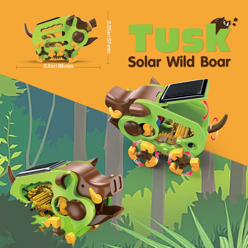Solar Powered Robotics Kit for Kids - Build Tusk Wild Boar STEM Educational Set