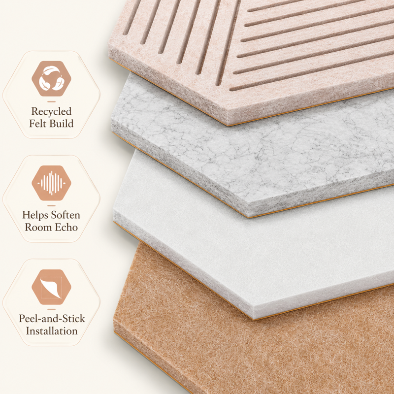 Hexagon Felt Cork Board Tiles Set with Pins - Modern Wall Decor for Office & Home