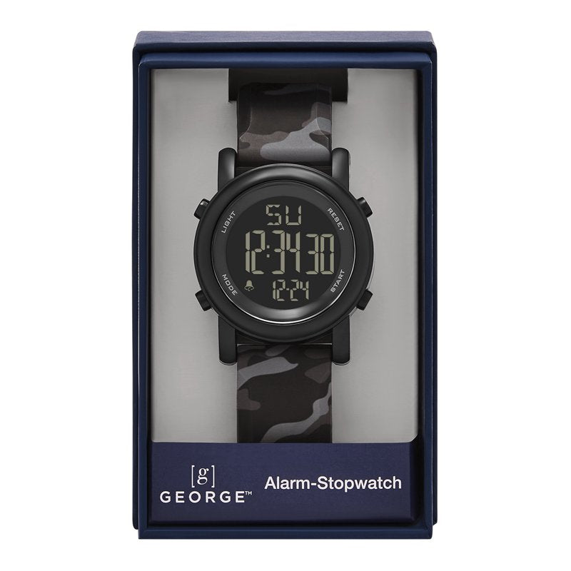 Men's Digital Sport Watch with Negative Display & Camo Strap - Water Resistant