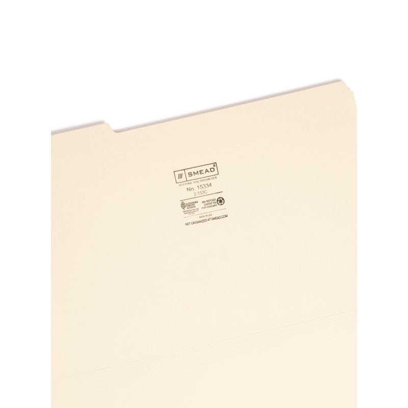 Legal Manila Folders with Reinforced Tabs 100 Pack - Durable Office Filing