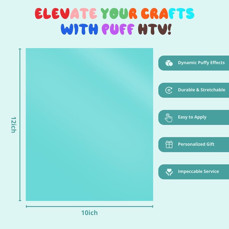 3D Puff Vinyl Heat Transfer Sheets for Custom T-Shirts - 12 Colors