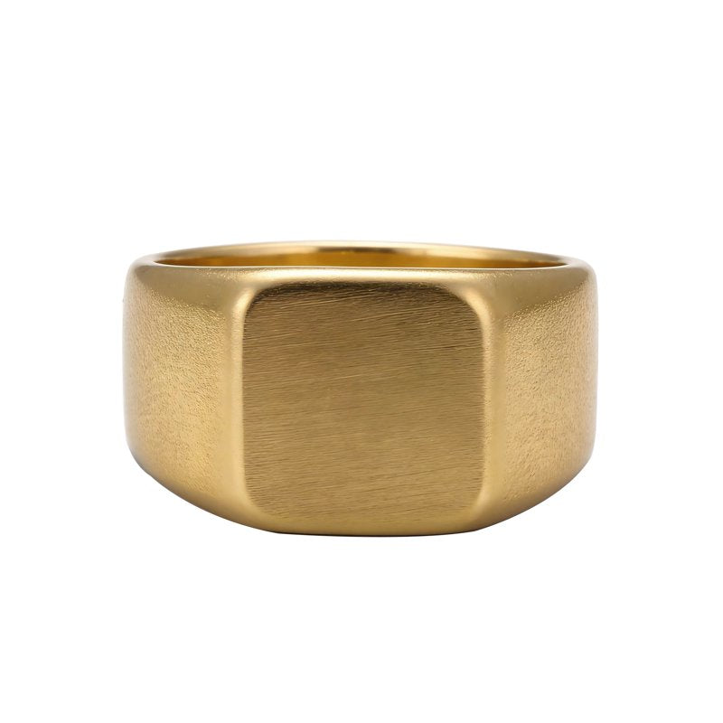 Men's 18K Gold Plated Signet Ring Stainless Steel Jewelry Gift
