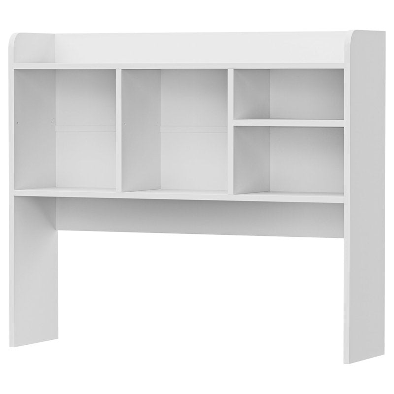 Desktop Bookshelf Storage Hutch with 4 Shelves - White Wood Frame Space Saver