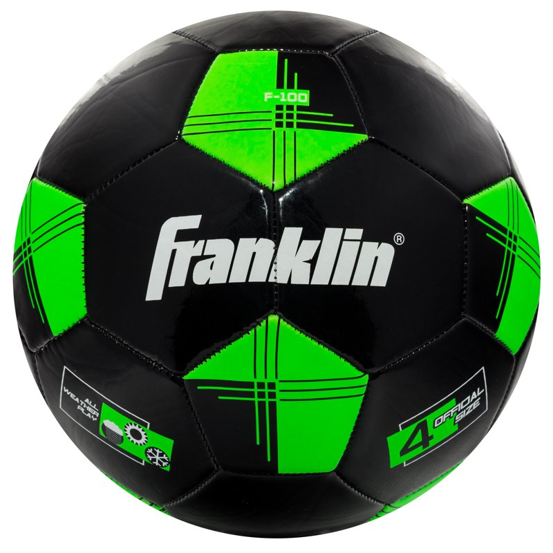 Youth Size 4 Soccer Balls, 12 Pack – Franklin F-100, Black/Green | Variation 4, 12, Black/Lime