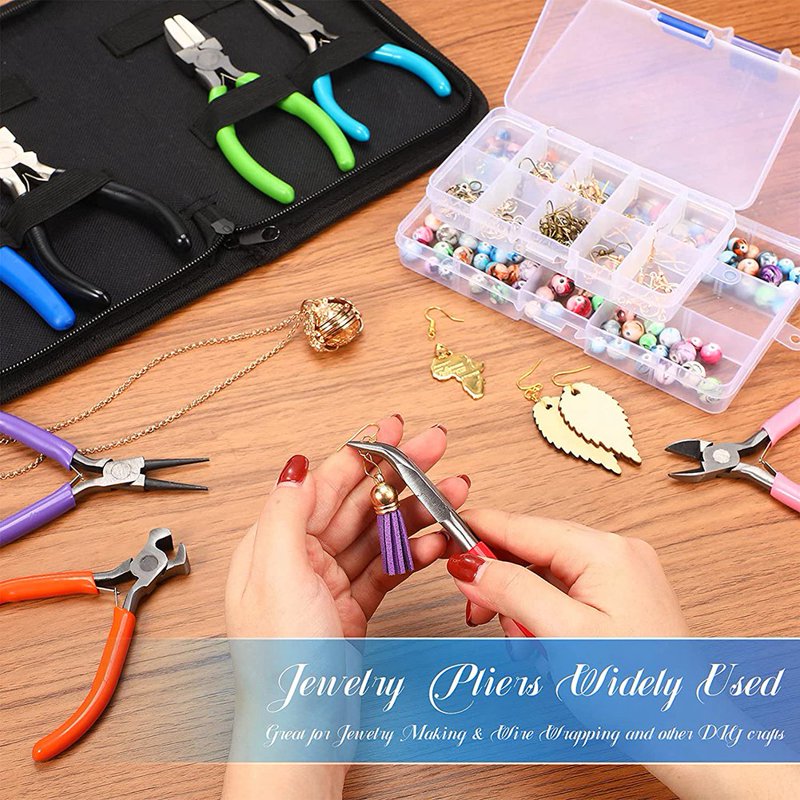 Jewelry Making Pliers Kit - 8 Pairs of Needle Nose Round Nose Nylon Jaw Tools for DIY Jewelry