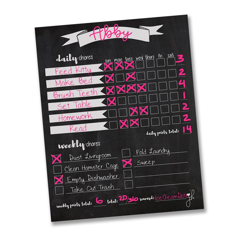 Kids Magnetic Chore Chart with Reward Tracker - Dry Erase Household Organizer 11x14
