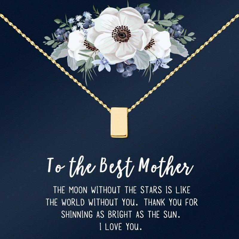 Mother's Day Necklace Gift Set with Card - Dainty Stainless Steel Pendant