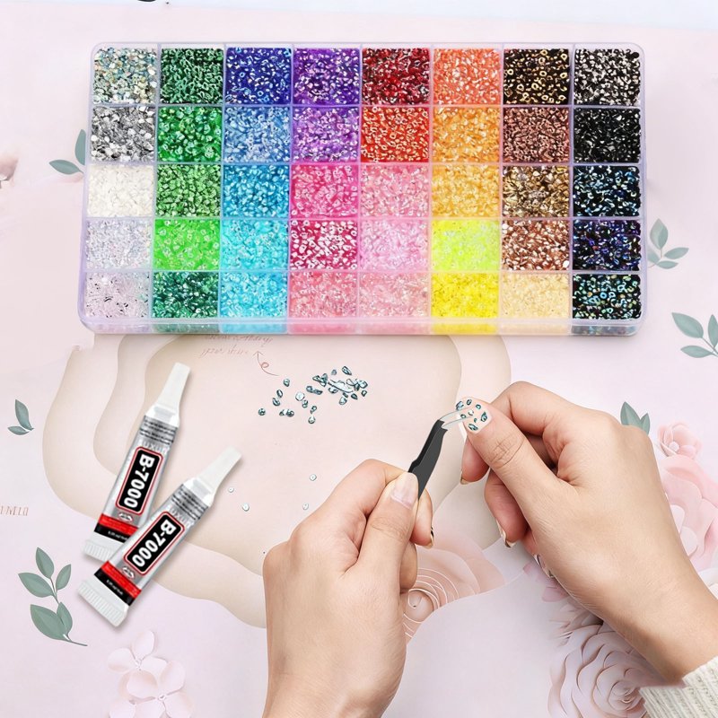 Resin Rhinestones Set for Nail Art and Crafting - Multicolor Flatback Gems with Tweezers & Pickup Pen