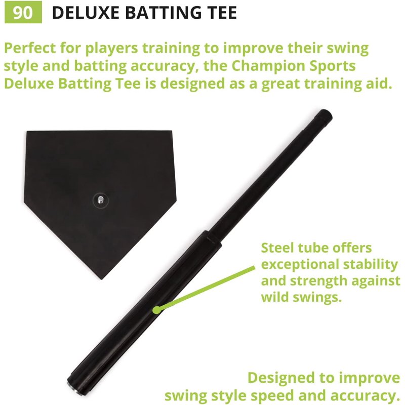 Champion Sports Deluxe Batting Tee 22-36 Inch Adjustable Steel Baseball Hitting Aid