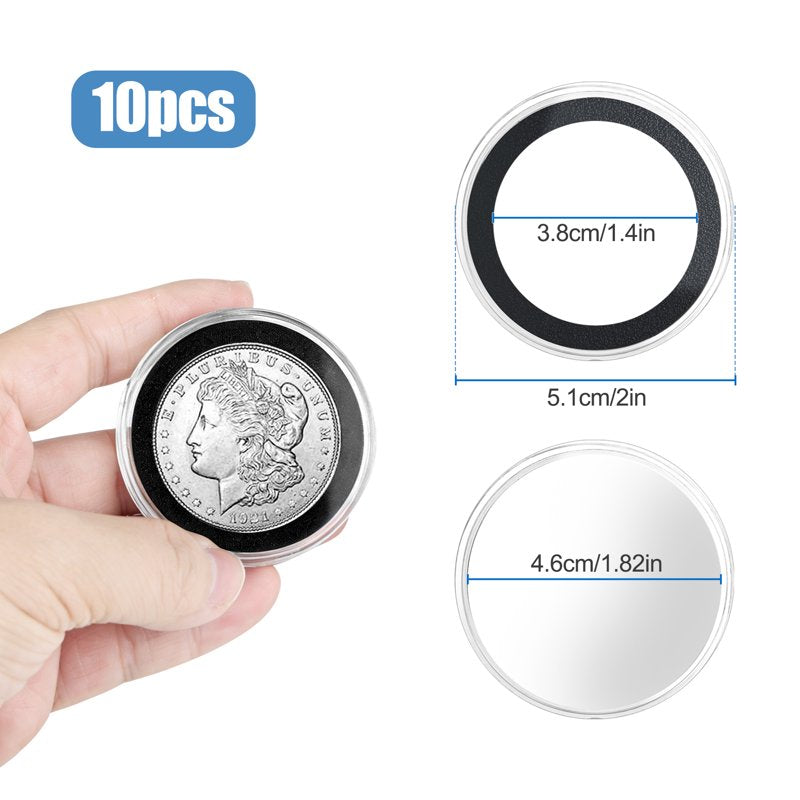 10pcs Silver Dollar Coin Holders - 38mm Clear Coin Capsules for Collectors