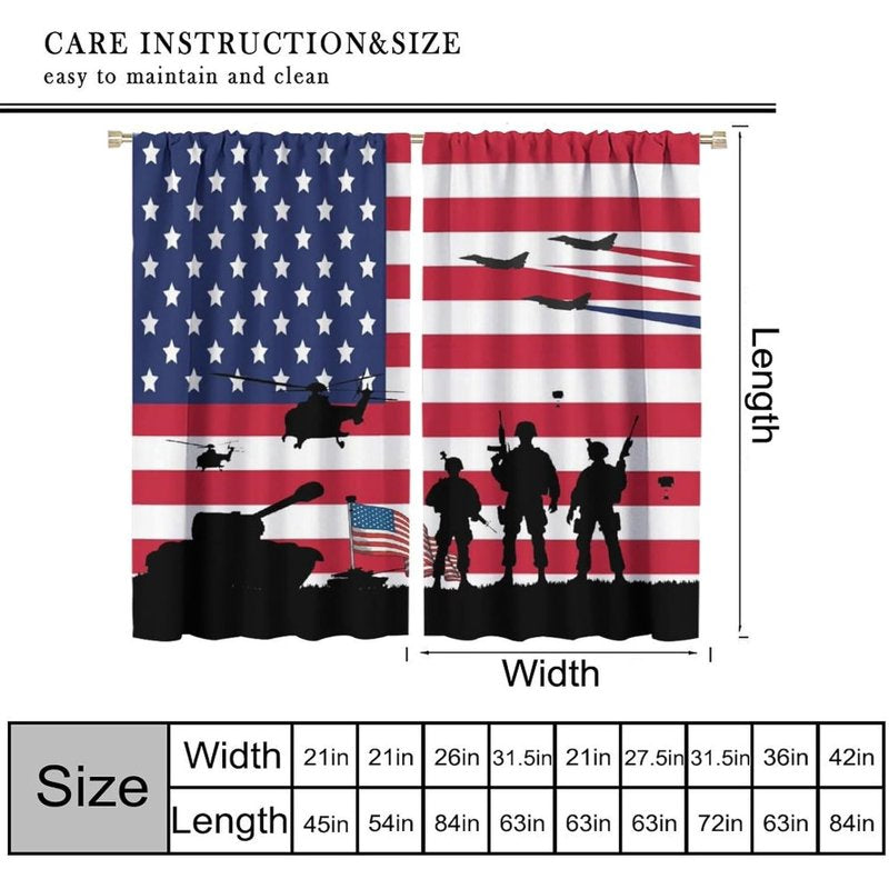 American Flag Blackout Curtains for Bedroom & Living Room - 84x84 Inches
