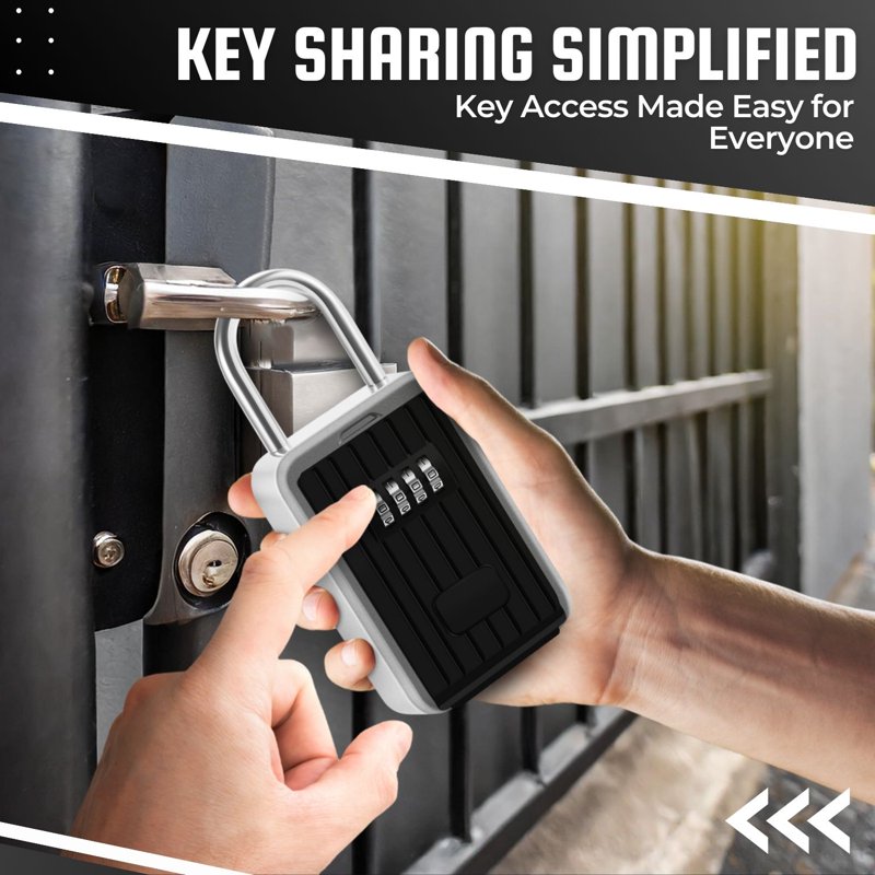 Portable 4-Digit Key Lock Box - Weather-Resistant Outdoor Security Safe