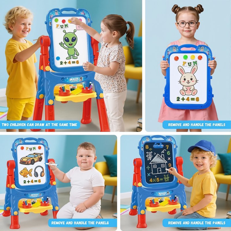 Kids Double-Sided Magnetic Art Easel for Ages 1-8 - Creative Drawing & Learning Toy