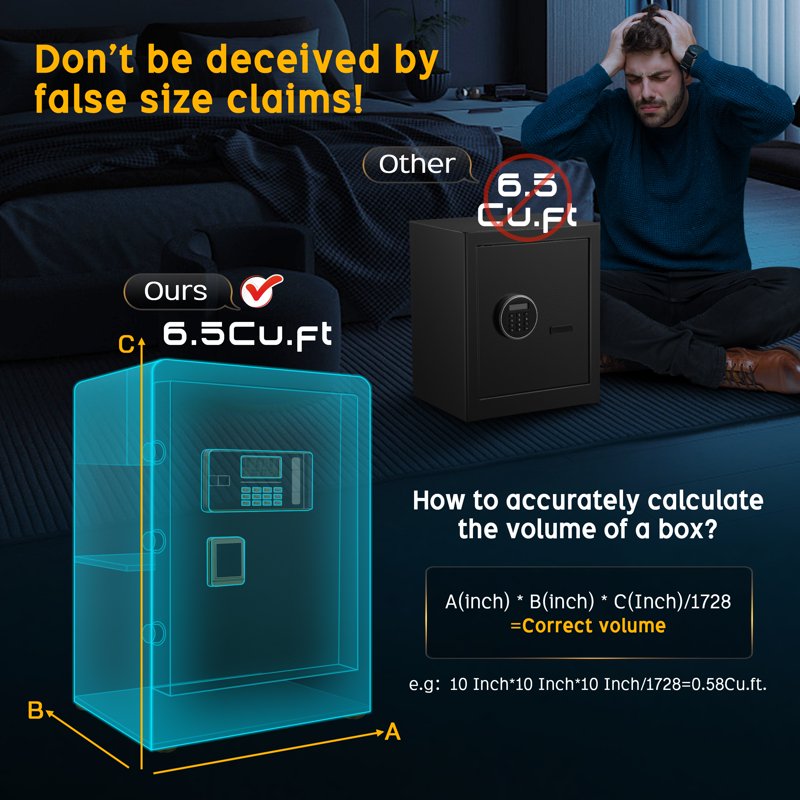 Digital Safe Box with Fire and Water Resistance, Alarm & Keypad - 0.44 Cu.ft.