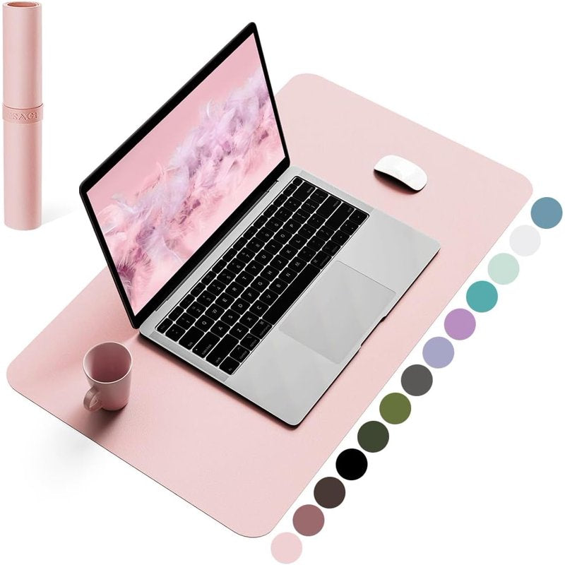 Large Waterproof Leather Desk Pad for Office and Home - Pink 23.6 x 13.7 Inches