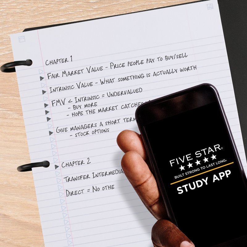 Refillable College Ruled Notebook with 1-Inch Rings and Study App, Pacific Blue