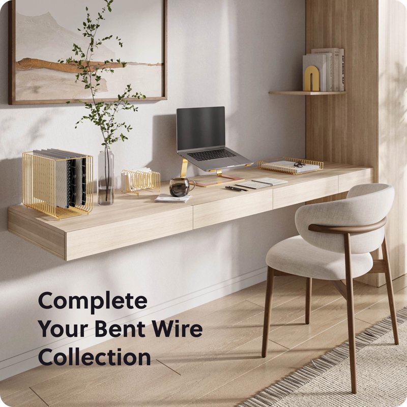 Wire Letter Organizer with Gold Finish - Desk Mail Sorter, Office & Home