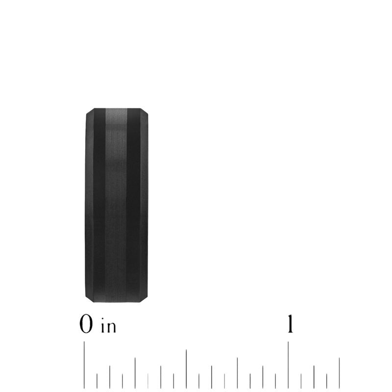 Men's Beveled Satin Center Tungsten Wedding Band - Durable Modern Men's Ring