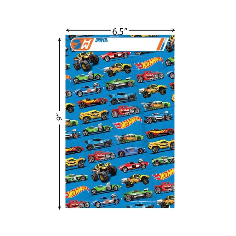 Hot Wheels Birthday Party Supplies Bundle with Loot Bags and Dinosaur Sticker Sheet