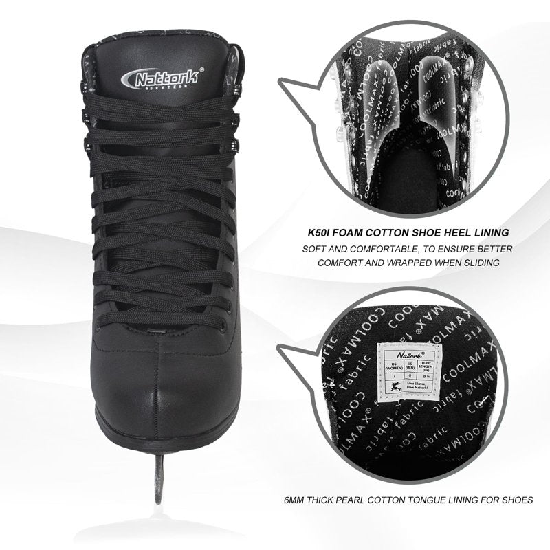 Men's Ice Skates Classic Figure Skates with Steel Blade and Support