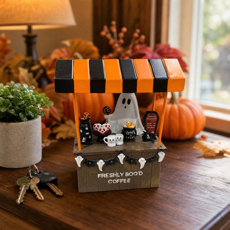 Halloween Ghost Coffee Figurine - Spooky Resin Decor for Coffee Bar, Kitchen & Shelf