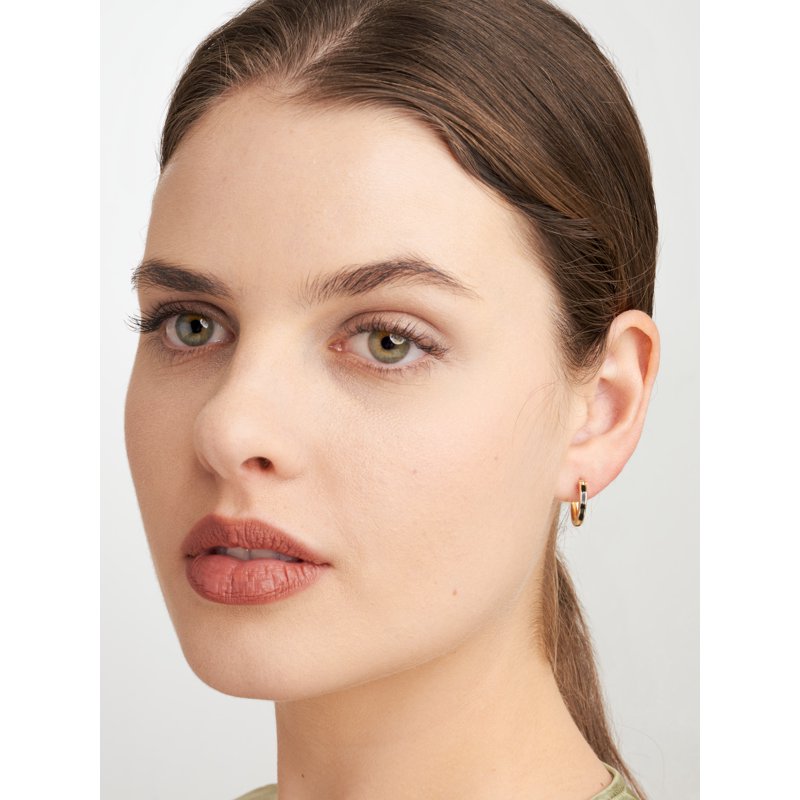 Gold Over Silver Hoop Earrings with CZ for Women - Elegant Jewelry Gift