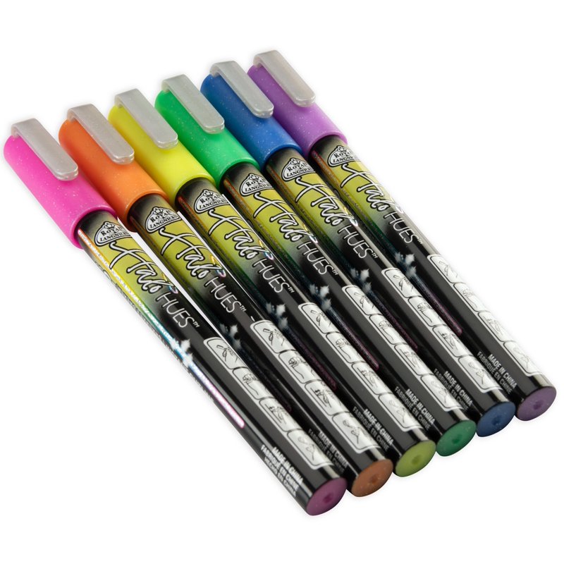 6-Piece Outline Marker Set - Vibrant Halo Hues for Art & Crafting