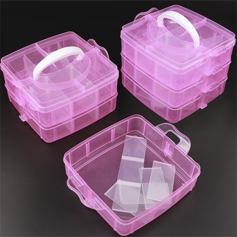 3-Tier Plastic Craft Storage Organizer with Adjustable Dividers for Art Supplies