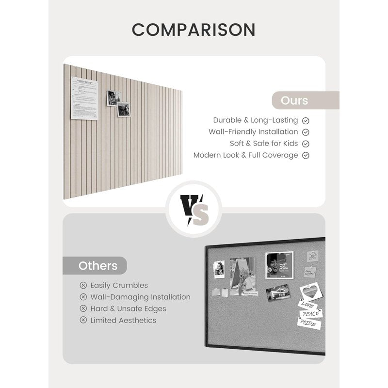 Large Felt Bulletin Board Tiles 48x36 Inches with Pushpins & Adhesive Tabs - Office & Home Decor
