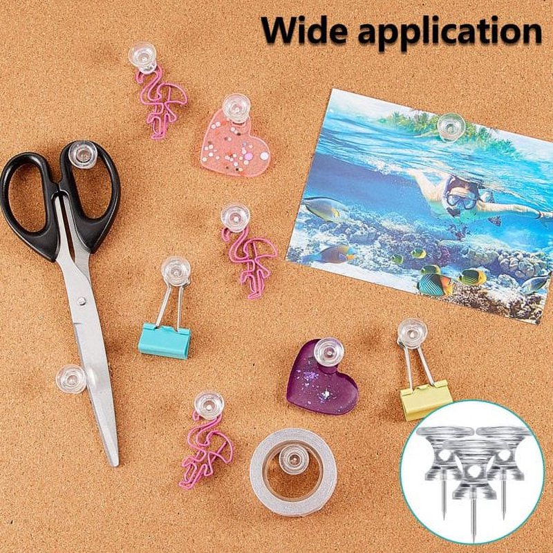 Large Clear Push Pins 1 Inch - Steel Point & Plastic Head for Cork & Bulletin Boards (100 Pieces)