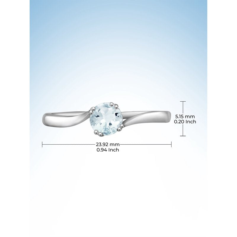 Aquamarine Sterling Silver Ring 0.40 Carat March Birthstone Jewelry - Hypoallergenic Gemstone Ring