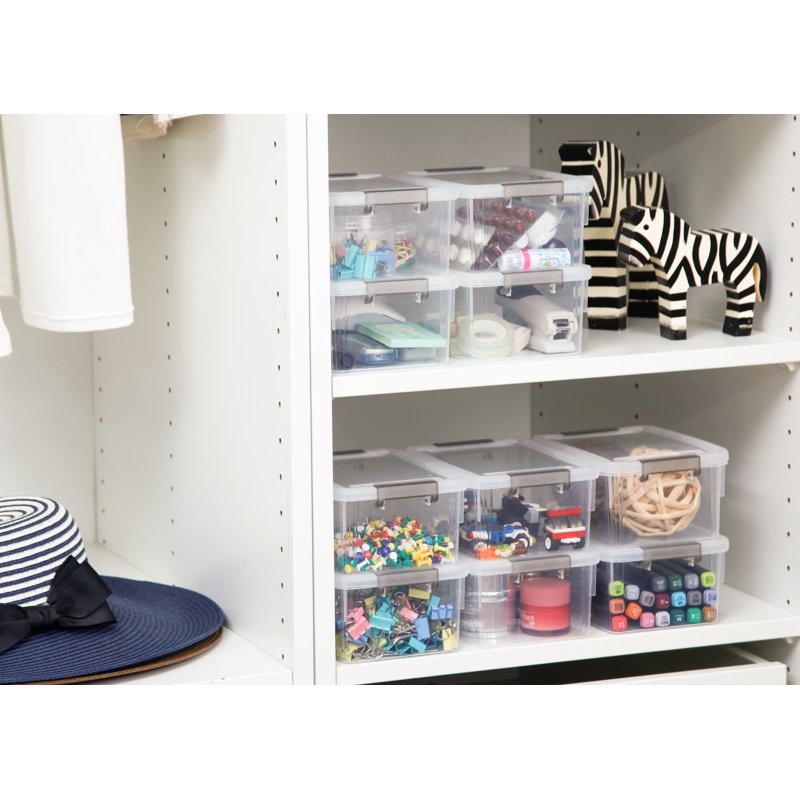 Stackable Plastic Storage Bins with Lids - Small Craft and Toy Organizer, 10 Pack