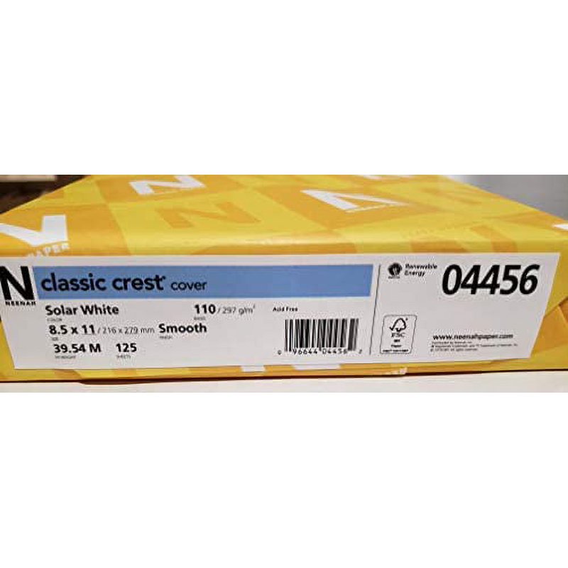 110lb White Cardstock Paper - 8.5 x 11 Inches, 125 Sheets