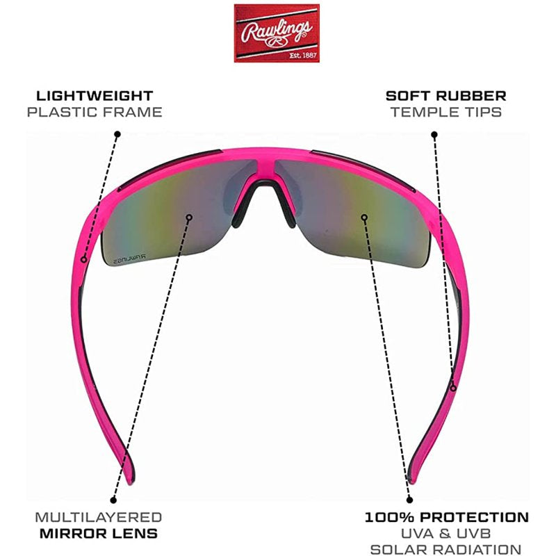 Retro Vaporwave Baseball Shield Sunglasses Neon Pink Sunset - Sport Performance UV Protection