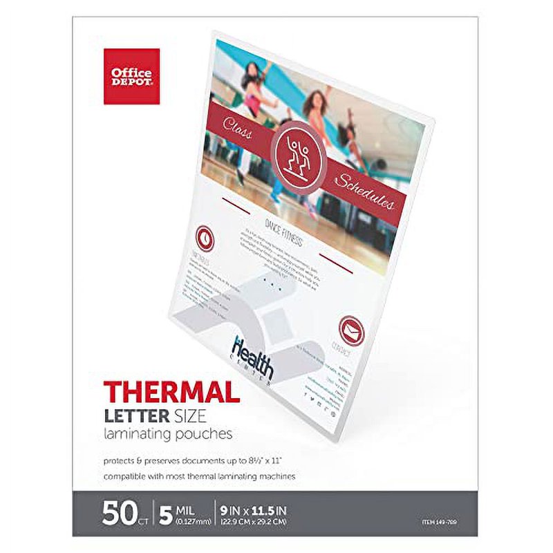 Letter Size Laminating Pouches - 5 Mil Clear Pack of 50 Office Depot
