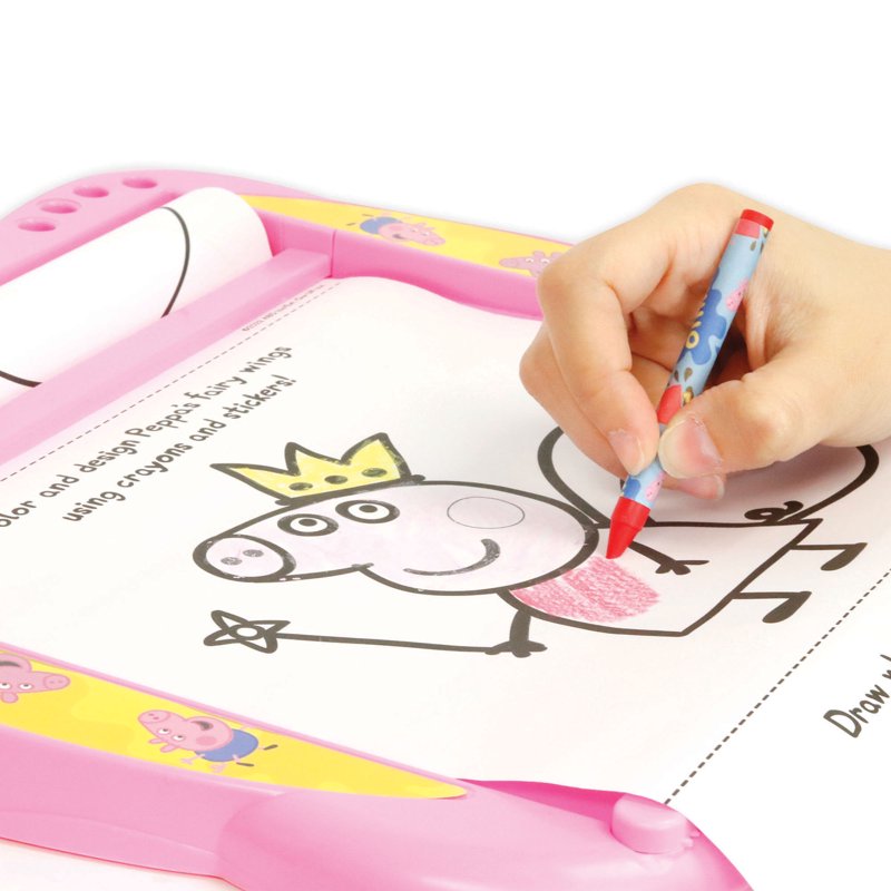 Peppa Pig Roll Desk Activity Set with 25 Feet Coloring Paper, Crayons & Puffy Stickers