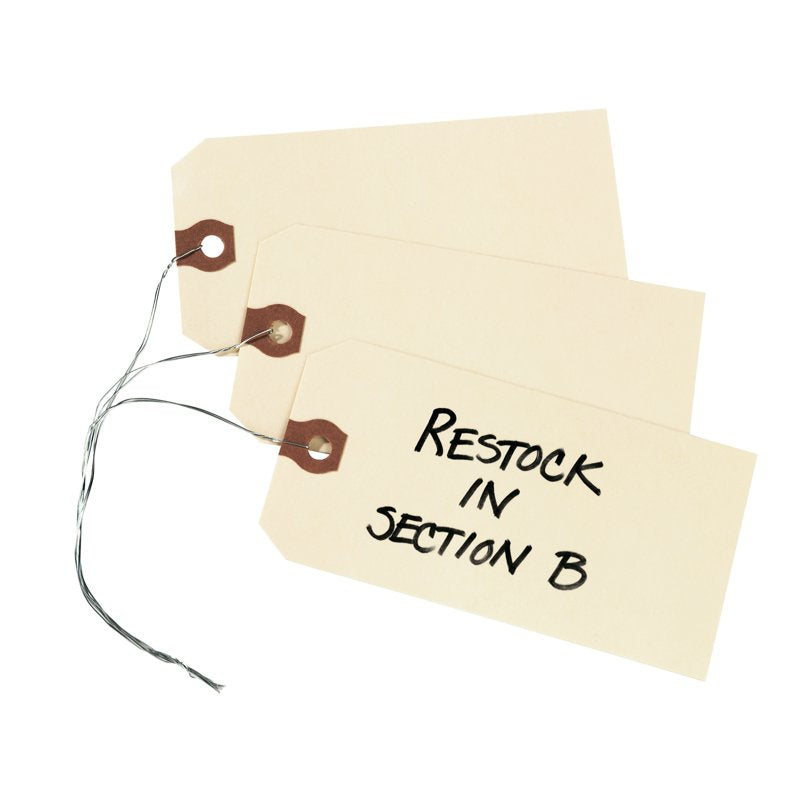 Manila Shipping Tags with Wire - 3-3/4 x 1-7/8 Inches, Pack of 1000