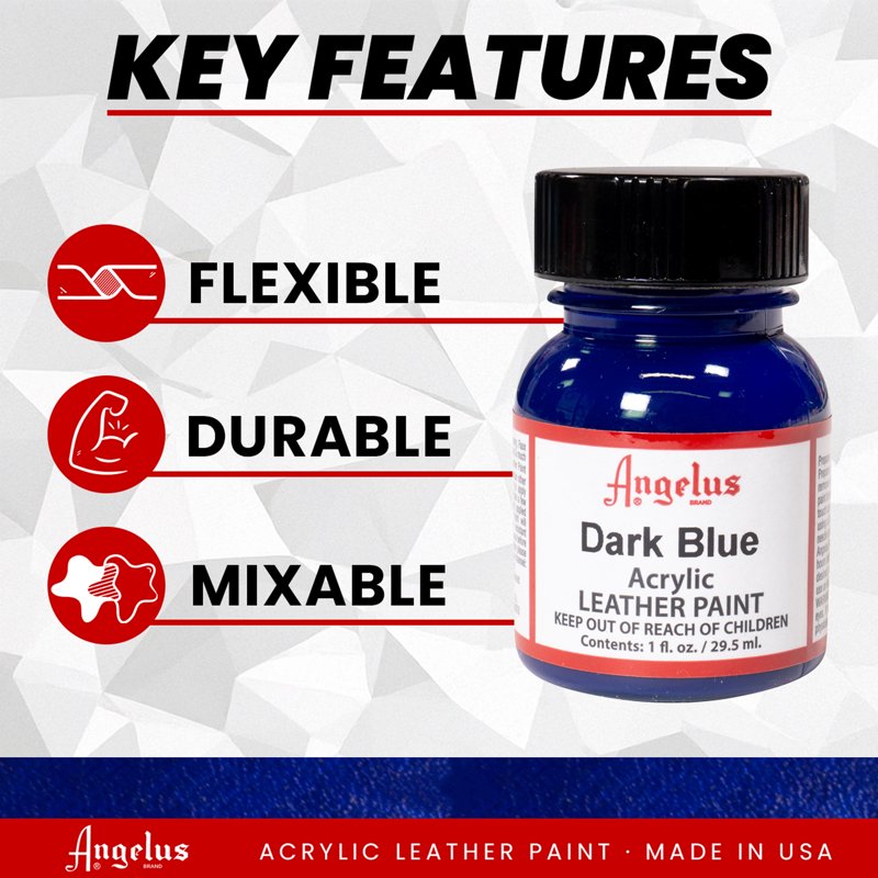 Angelus Acrylic Leather Paint - Dark Blue, 1 oz. for Shoes & Accessories
