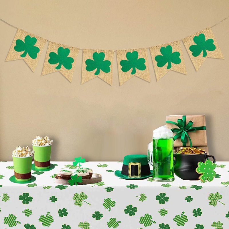 Waterproof St Patrick's Day Tablecloth - 137x183cm Green Shamrock Celebration