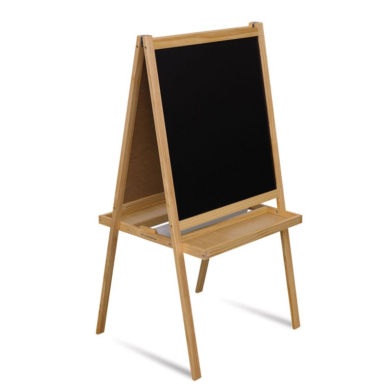 Kids Art Easel with Chalkboard & Dry Erase Surface - 3-in-1 Wooden Drawing Station