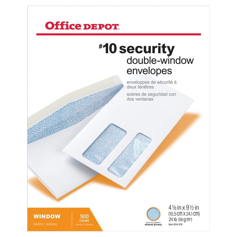Double-Window Envelopes #10 White Gummed Office Mailer Box of 500