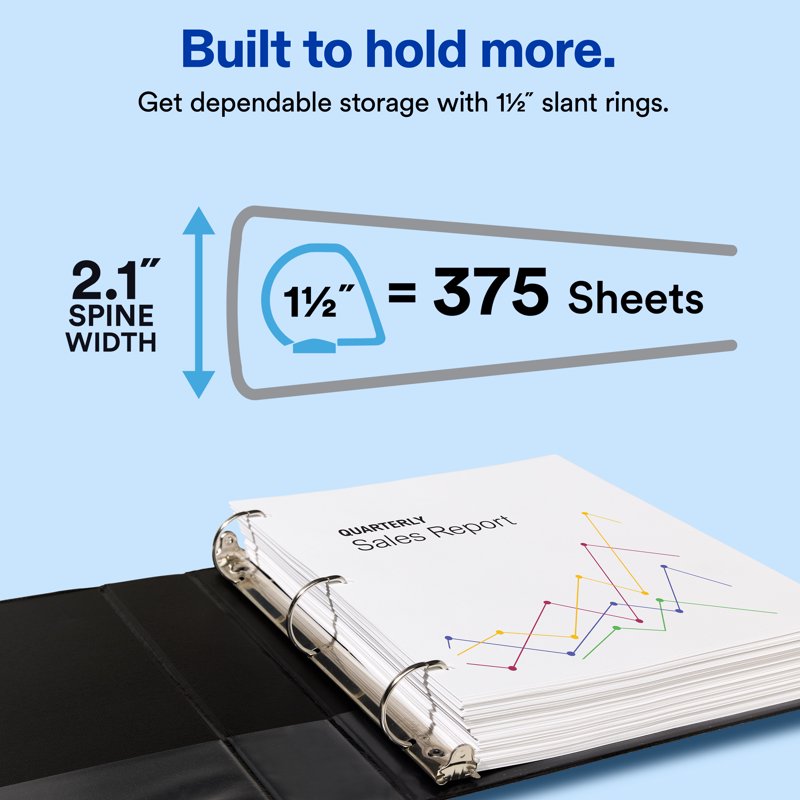 1.5-Inch View Binder with Slant Rings, White, 375 Sheet Capacity