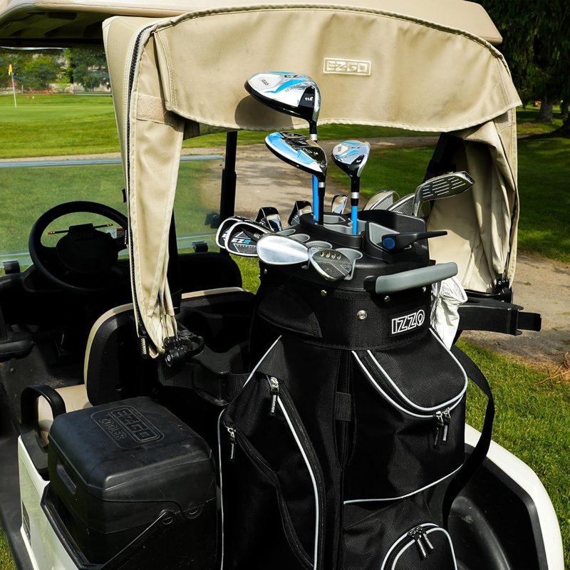 IZZO Vault Golf Cart Bag - Black, 14-Way Top Divider, Putter Well, Anti-Rattle
