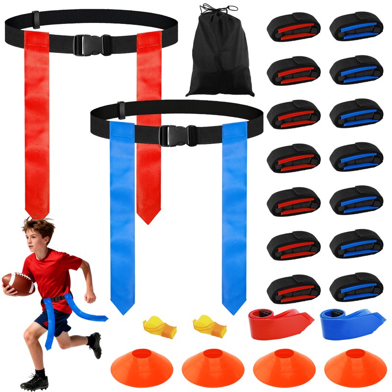 Flag Football Belts Set for Youth & Adults - Adjustable 51.18 Inch Team Training Equipment